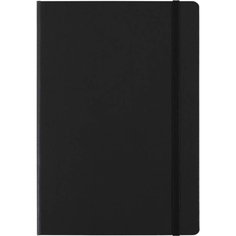 Linkovaný zápisník A5 se záložkou a gumičkou, černý Linkovaný zápisník A5 se záložkou a gumičkou, černý